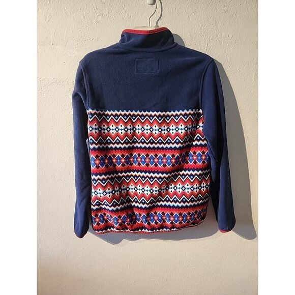 Women's M Snap Fleece Pullover Top AZTEC RED WHITE BLUE medium - Picture 6 of 6